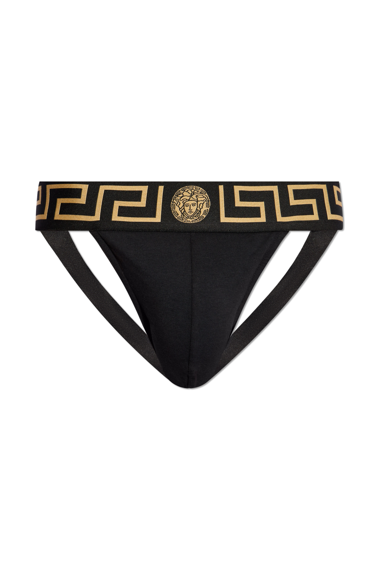 VERSACE ロコウエストハントトンク AUD04070AC00058 A1008 Black Greek pattern jockstrap Versace - Vitkac Canada
